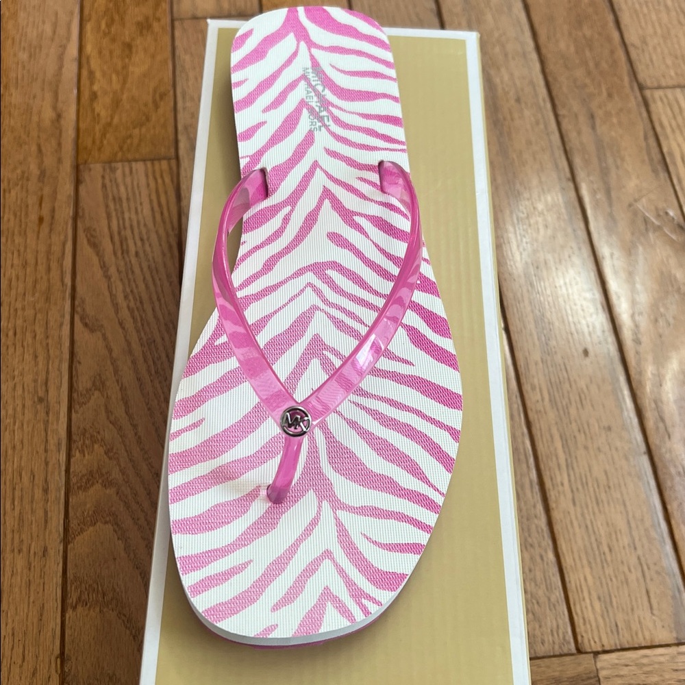 Michael Kors Women's Jinx Zebra Print Flip Flops